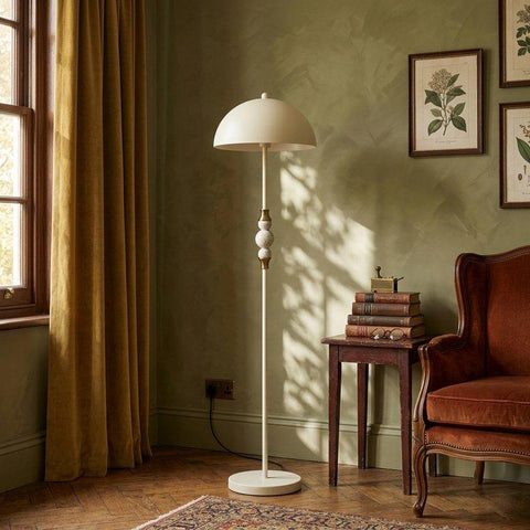 Vintage Beige floor lamp with travertine balls