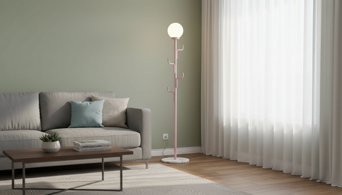 Modern Pink Floor Lamp With Hooks