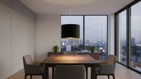 Elegant Black Pendant Lamp with Golden Interior