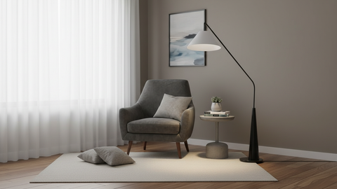 Industrial Black & White Floor Lamp