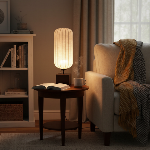 Minimalist Fabric & Wire-Shade Lamp