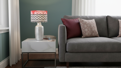 Silver Pottery With Printed Shade Table Lamp