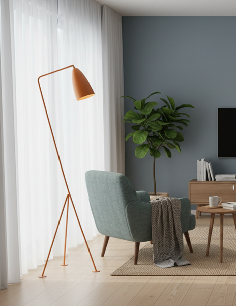 Modern Peach Tripod Floor Lamp