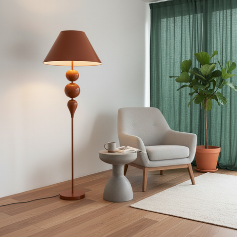 Modern Steel Copper Brown Floor Lamp