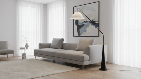 Industrial Black & White Floor Lamp