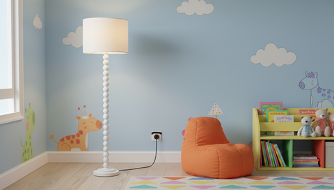 Stylish White Wooden Floor Lamp