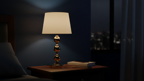 Modern Table Lamp with Shiny Gold Spherical Base