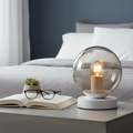 White Glass Ball White Table Lamp