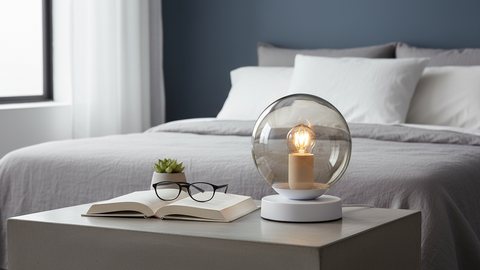 White Glass Ball White Table Lamp