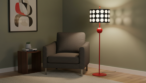 Modern Black & Red Floor Lamp