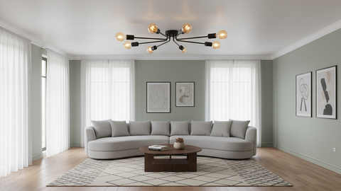 Industrial Black Branched Chandelier