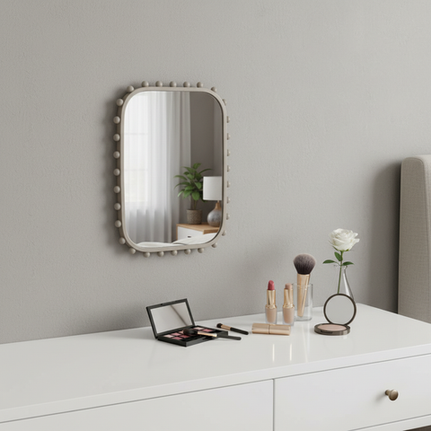 Rectangular Metal Beaded Wall Mirror