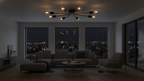 Industrial Black Branched Chandelier