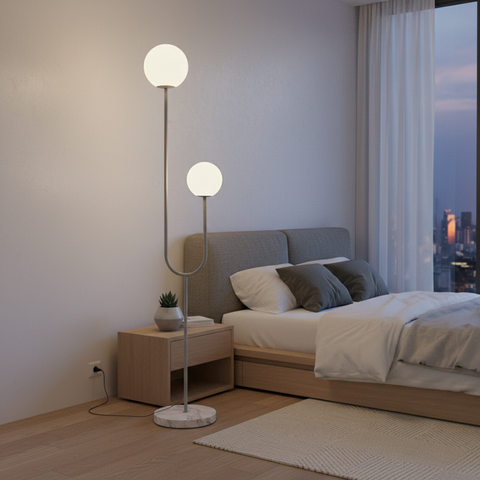 Modern Light Grey Minimalist Floor Lamp