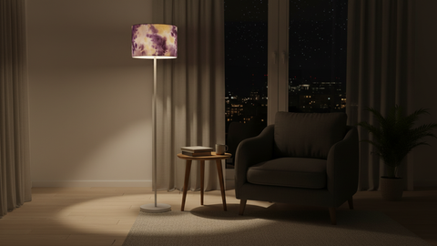 Modern Floor Lamp with Leather Shade