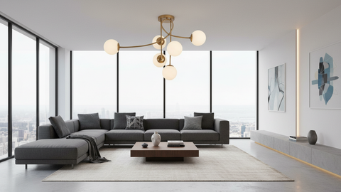 Modern Gold Branched Chandelier