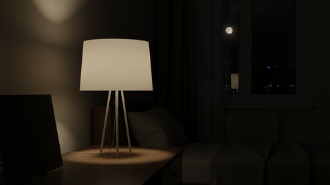 White Tripod Lamp With White Cotton Shade