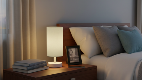 Modern Grey Cylinder Table Lamp