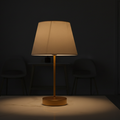Gold Table Lamp With Beige Cotton Shade