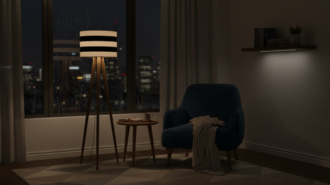 Boho Stripped Black & White Tripod Floor Lamp