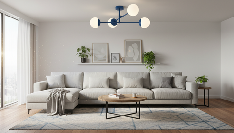 Modern Blue Branched Chandelier