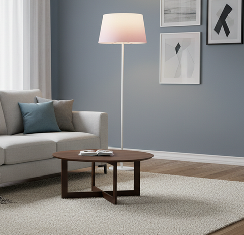 Modern White And  Powder Pink Torchiere