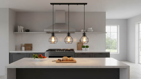 Industrial Black Triple Pendant