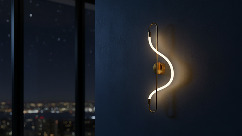 Golden S-Curve LED Wall Light