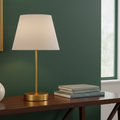Gold Table Lamp With Beige Cotton Shade