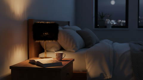 Classy Black Fur Table Lamp