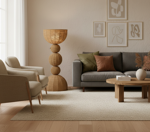 Minimalist Fabric & Wire-Shade Lamp