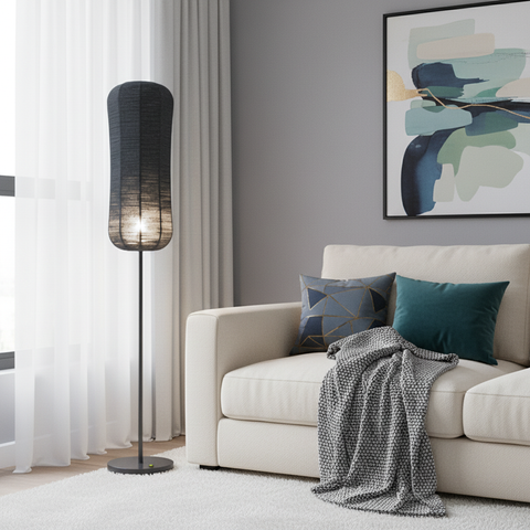 Minimalist Fabric & Wire-Shade Lamp