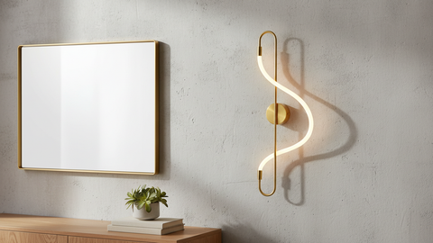 Golden S-Curve LED Wall Light