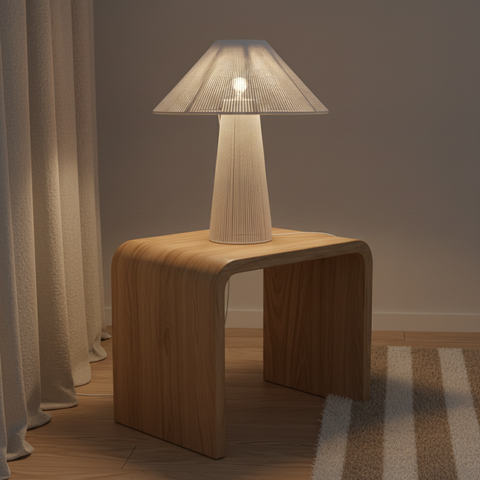 Minimalist Fabric & Wire-Shade Lamp