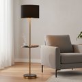 Modern Black & Gold Floor Lamp with Marble Shelf