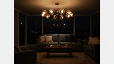 Modern Amber Sputnik Chandelier