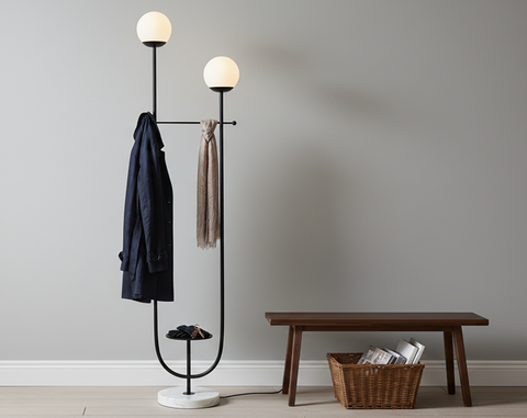 Black Floor Lamp with Marble Base