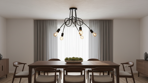 Industrial Black Branched Chandelier