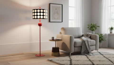Modern Black & Red Floor Lamp
