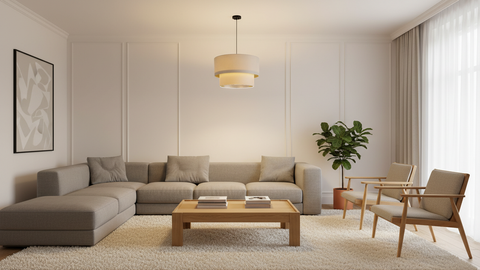 Contemporary Beige Shade Pendant Ceiling