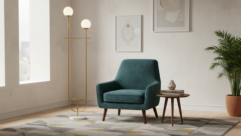 Golden Floor Lamp with Marble Base
