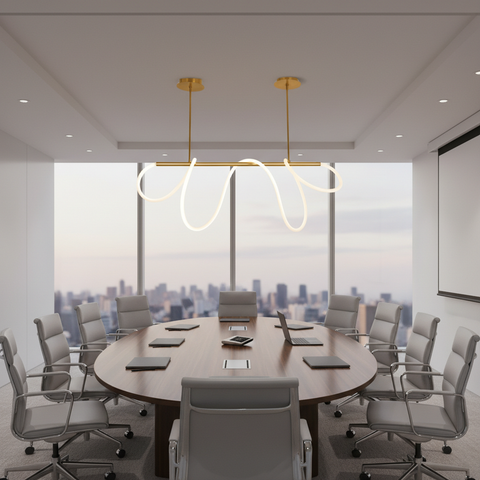 Modern Track Gold LED Chandelier