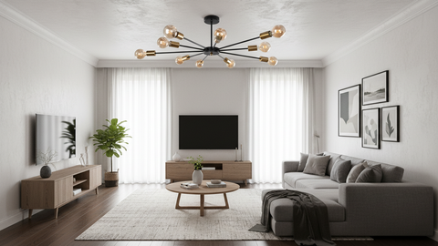 Modern Black Sputnik Chandelier