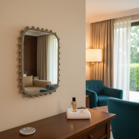 Rectangular Metal Beaded Wall Mirror