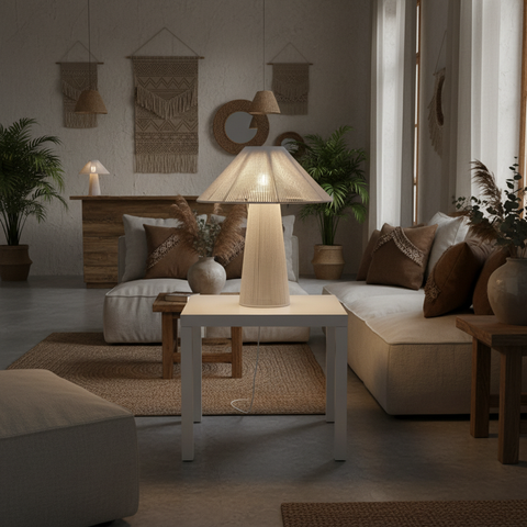 Minimalist Fabric & Wire-Shade Lamp