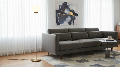 Elegant Golden Floor Lamp with Glass Ball