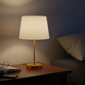 Gold Table Lamp With White Cotton Shade