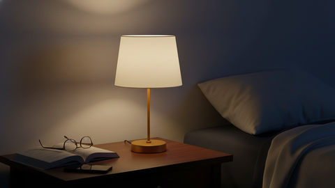 Gold Table Lamp With White Cotton Shade