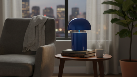 Modern Metallic Blue Table Lamp