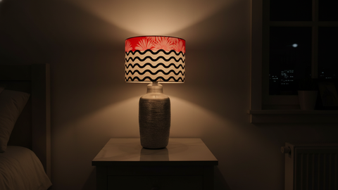 Silver Pottery With Printed Shade Table Lamp